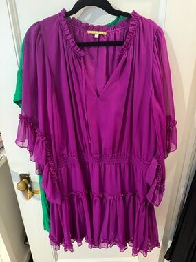 Gianni Bini Magenta Ruffled Mini Dress